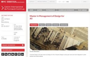 schermata del sito web dell'Università della Catalogna