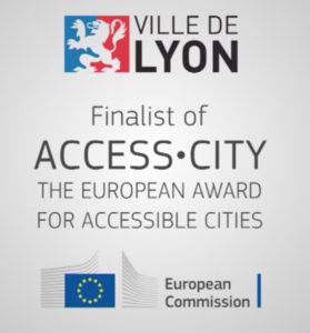 Schermata del video di presentazione con il logo del Premio Europeo e lo stemma della città di Lione