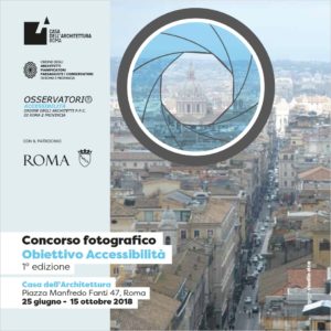 Frontespizio della locandina del concorso. Essa contiene una foto panoramica di Roma con sovrapposta l'immagine di un diaframma di un obiettivo fotografico.